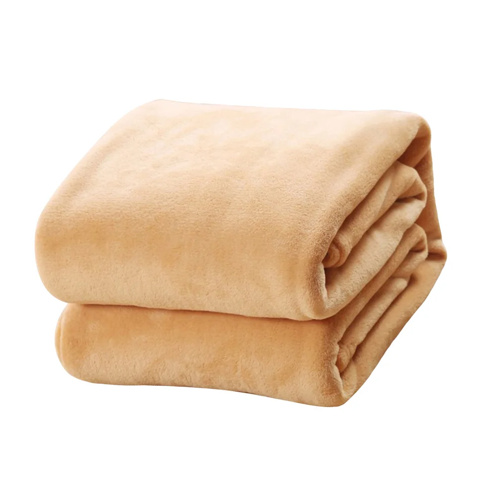 

Pure Color Flannel Fleece Blanket Solid Bed Blanket 120x200cm Camel Lightweight Extra Warm Versatile Home Camping