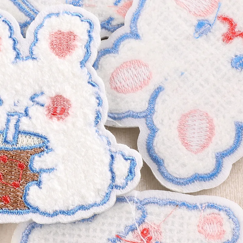 5 stücke Kaninchen Nette Eisen Patches Für Kleidung Gestickte Auf Jacke Kinder Lot Aufkleber Pack Tiere Nähen Stoff Diy Outdoor thermische – Detail 6