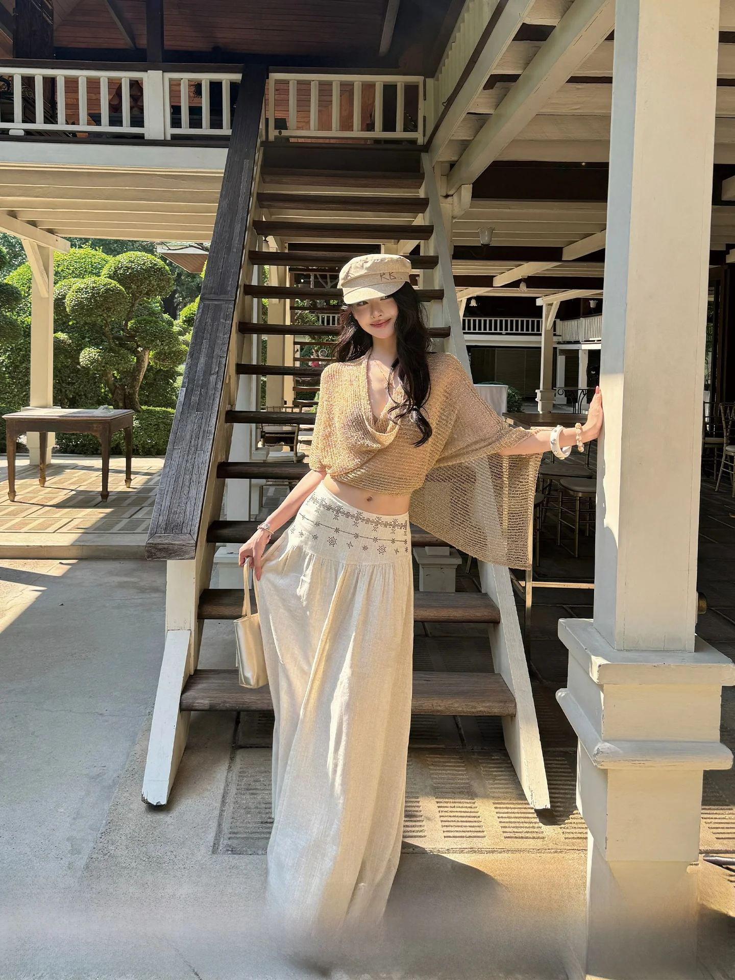 

Elegant High Waist Long Sequin Holiday Style Skirt Okaaay Luminous Early Spring Loose Fit Slimming Diamond Long Half-length S...