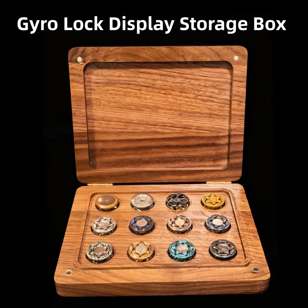 Gyro Lock Display Storage Box Fidget Spinner Lock 24.5mm Black Walnut Display Storage Box