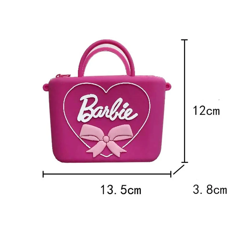 Red Pink Square Barbie Bags Shoulder Messenger Handbag Crossbody Silicone Purse Anime Accessories kids Toys for Girls Cutie Gift