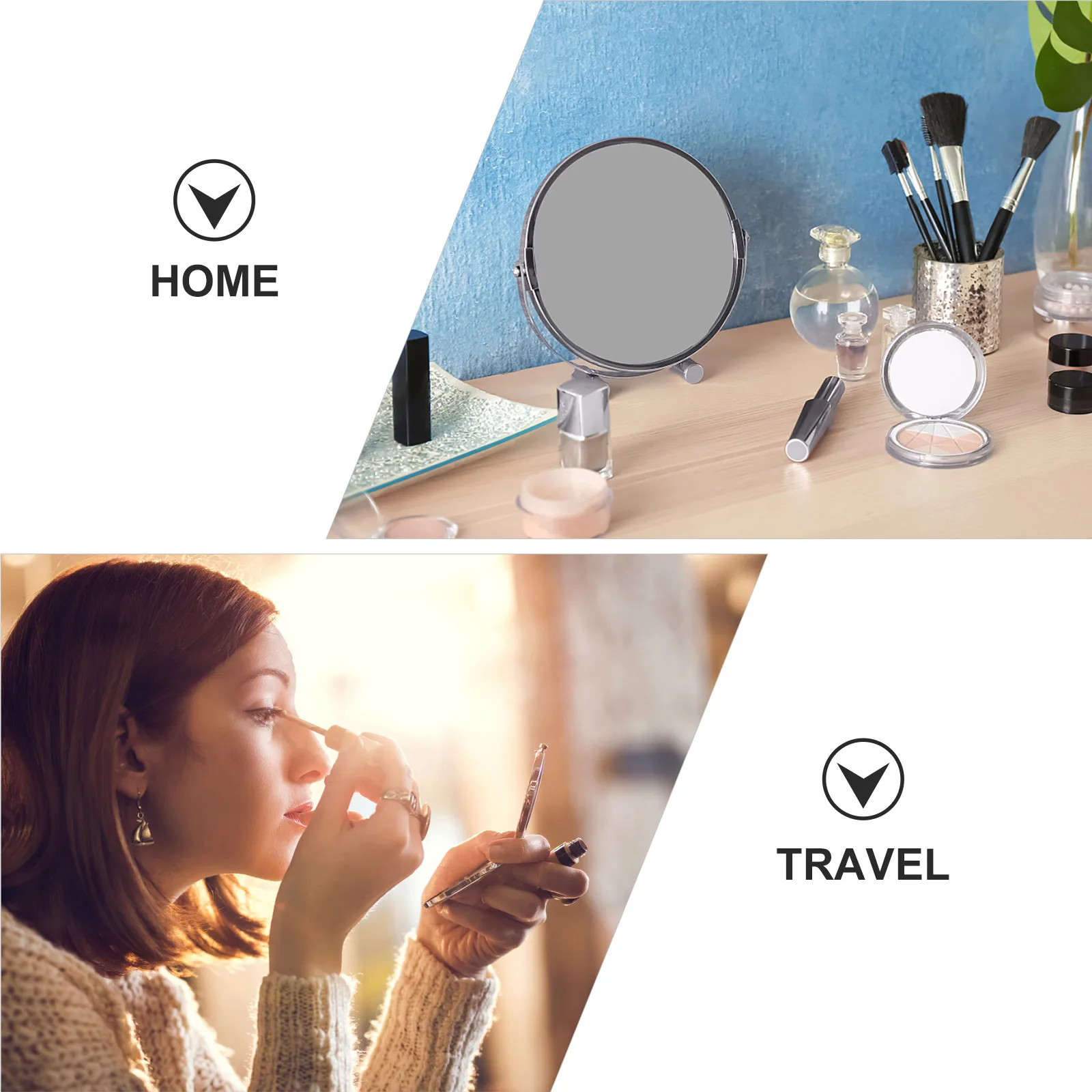 

3Pcs Double-Sided Compact Folding Portable Makeup Mirror Small Travel Vanity Mirror Handheld for Women