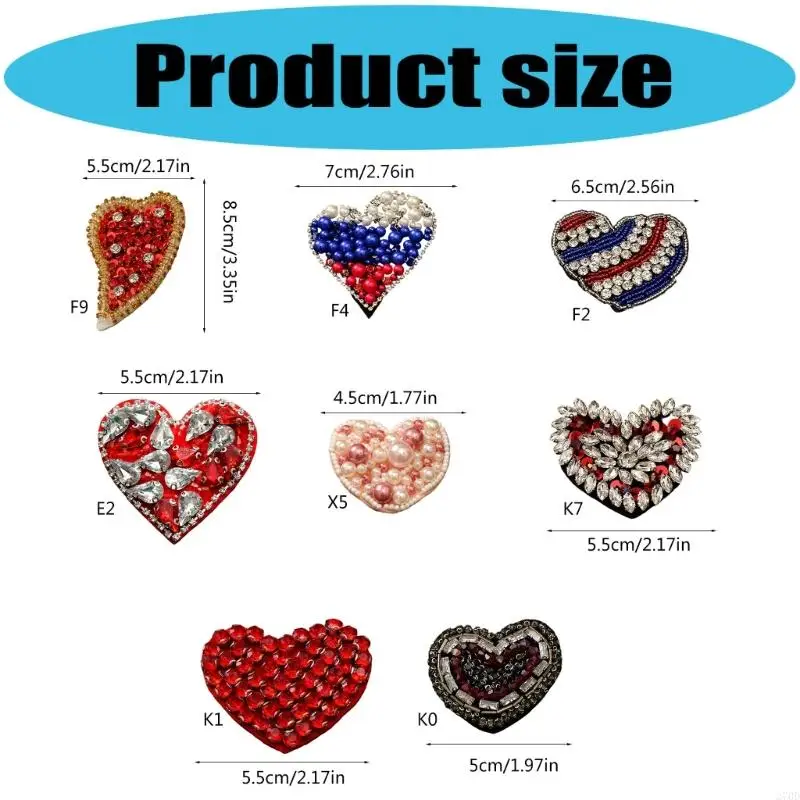 270D Lustrous Heart Embellishment For Custom Garment Craft Projects DIY Crafts
