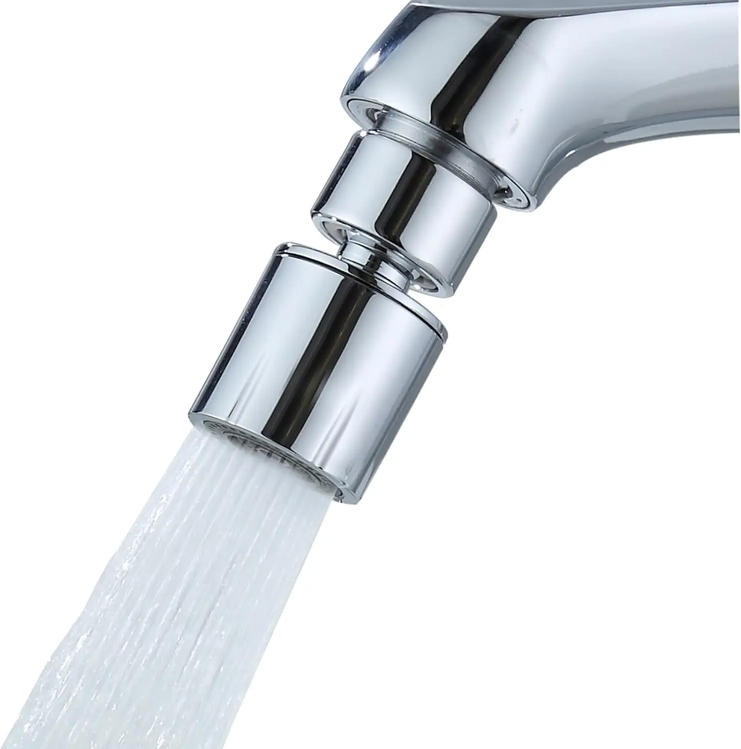 

Поворотный аэратор для смесителя с двухфункциональным распылителем, 360° ° Удлинитель для кухонной мойки с большим углом наклона, 55/64 дюйма, с внутренней резьбой