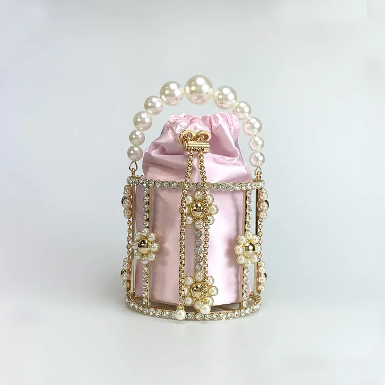 

Dinner Women's Pearl Handbag Flower Small Bucket Bag Fashion Color Dingcloth Bag Women's Bolsos De Lujo Mujer Borsa Luxury Donna