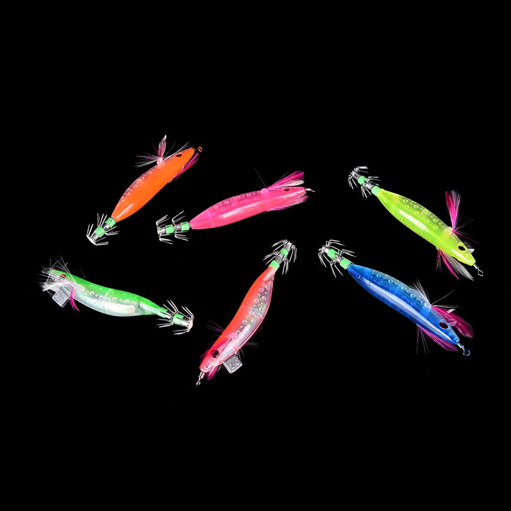 High Quality 1pc 10cm Glow in Dark Luminous Fishing Lures Baits Squid Egi Shrimp jigs Hooks