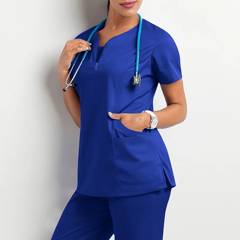 Conjunto esfoliante multicolorido de manga curta feminino, tops e calças, uniforme de enfermagem, Pet Shop, Médico, Cirurgia Médica Workwear