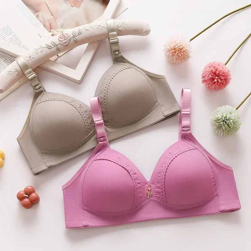 Women Plus Size Nursing Bra Lace Ultra Thin Deep V Bralette Comfortable Sexy Lingerie Active Breastfeeding Bra for Moms