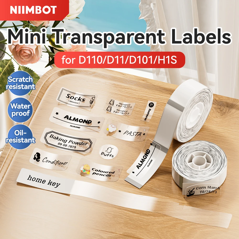 6 Rolls Niimbot Mini Self-adhesive Name Tag Thermal Label Paper White/Color/Transparent Home Office Switch Labels for D110/D11