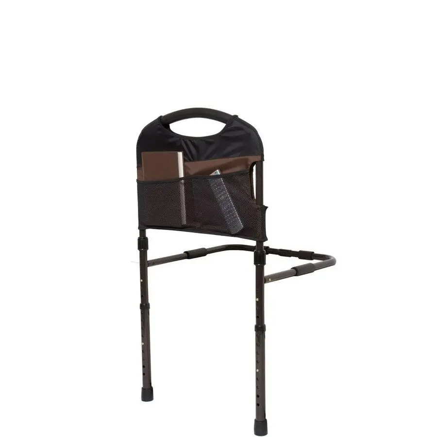 Stable Rail, Bedside Assist Railing for Elderly Adults, Senior Bed Handle with Adjustable Legs and Organizer Pouch, ASTM Safety