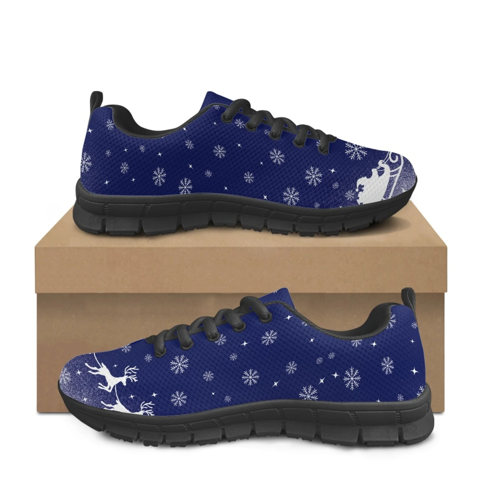 Coloranimal Snowflake Deer Womens Breathable Work Shoes for Nurses Standing All Day Durable Breathable Medical Shoes for Travel