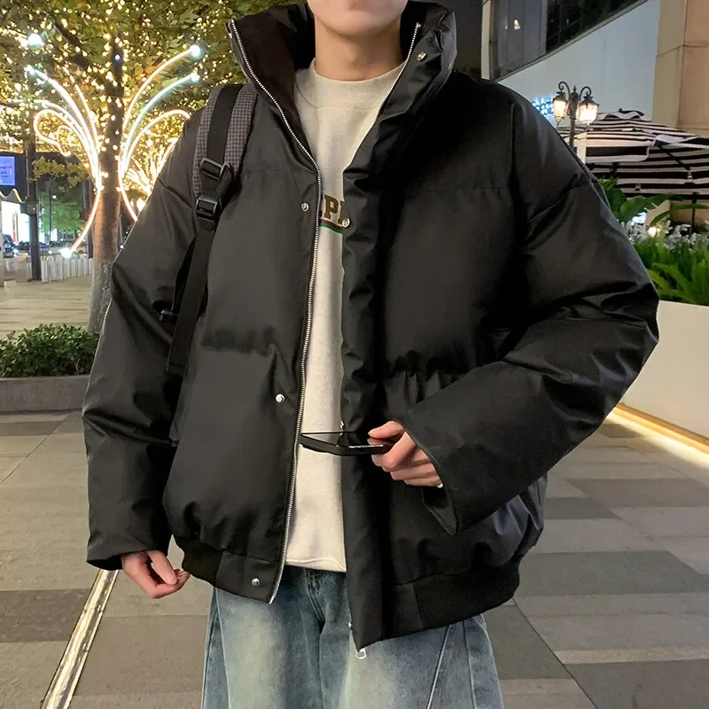 Effen kleur heren katoenen gewatteerde jas 2025, winter casual dikke parka's, jeugd streetwear, winddichte warme jas, outdoor topkleding