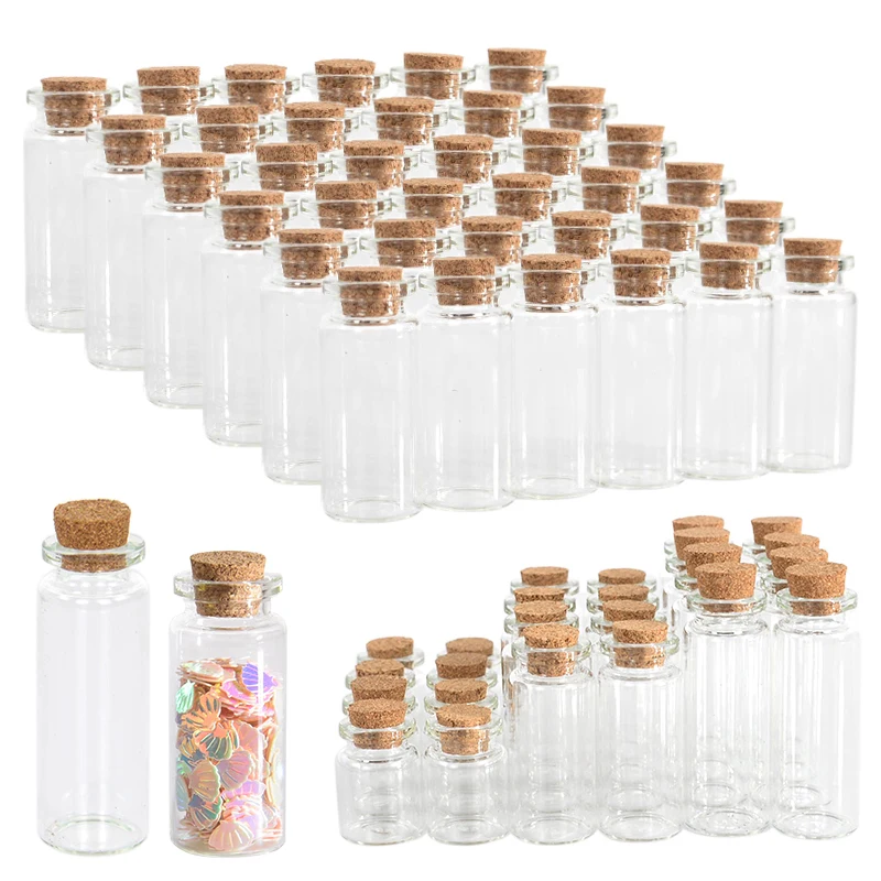 10pcs/lot Mini Glass Bottle Transparent Tiny Jar for Wedding Birthday Party DIY Decoration Christmas Gift Wish Bottle Flask Cork