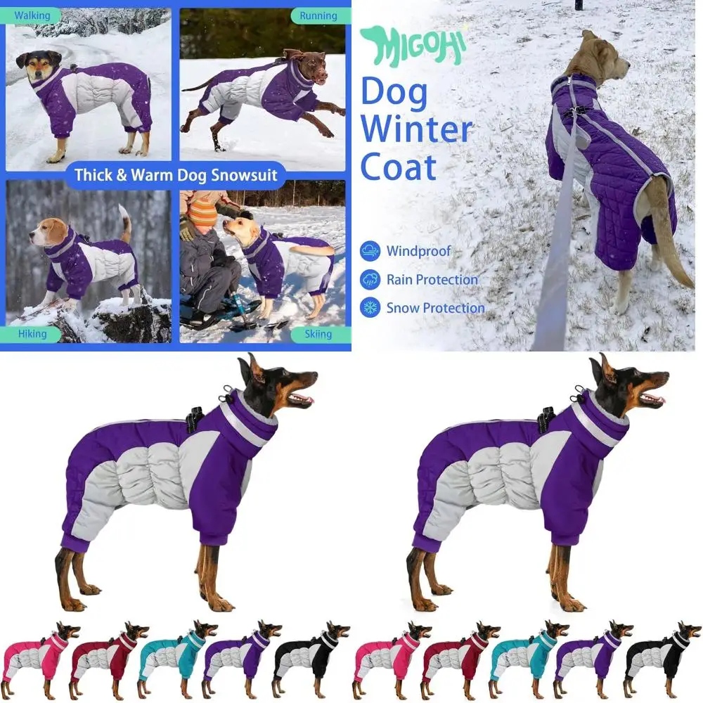 

Full-Body Warm Reflective Winter Dog Coat with Harness, Fleece-Lined, Windproof Suit for Small to Large Dogs