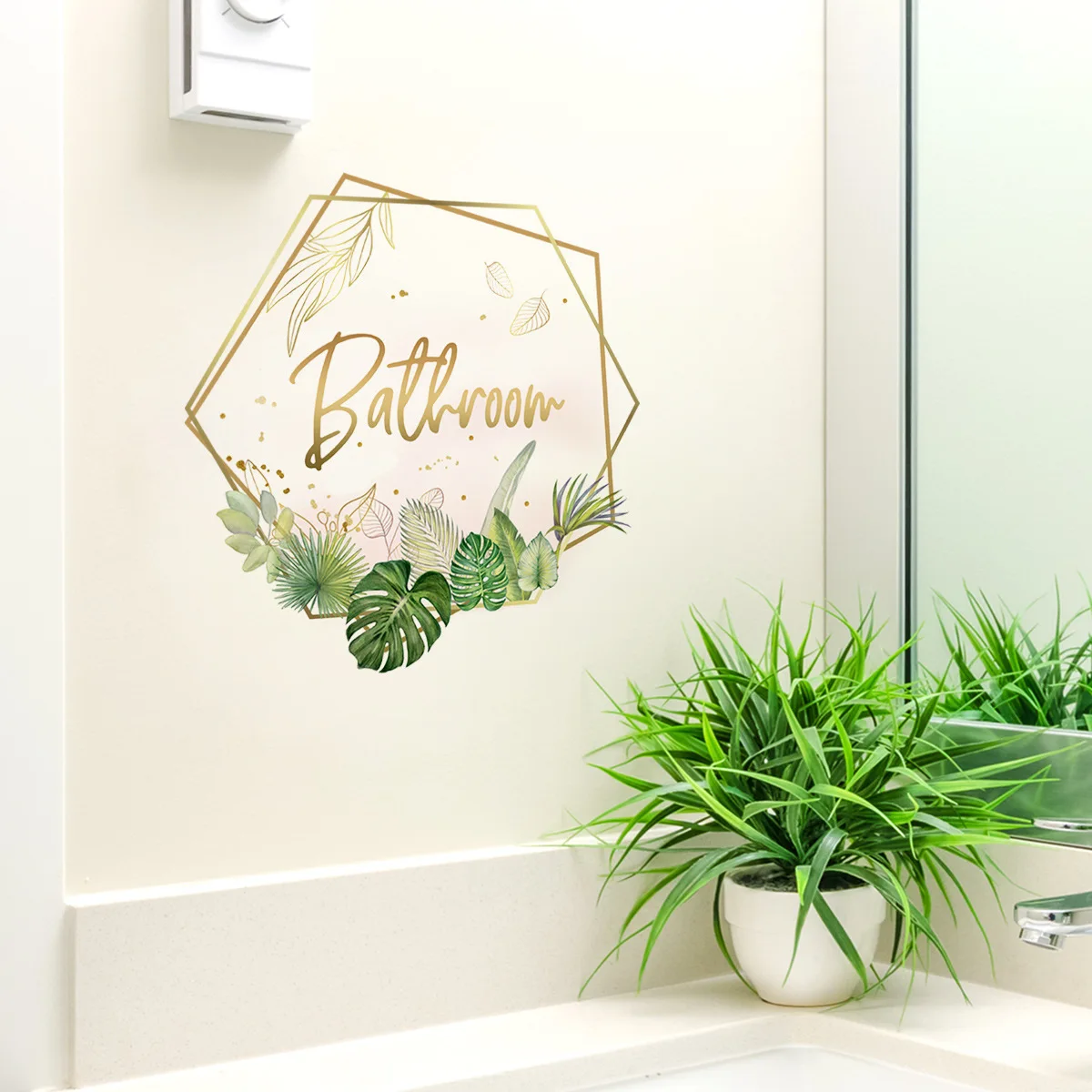 New Bathroom Toilet Doors English PVC Self-Adhesive Flower Wall Door Sticker WC Room Decor Wedding Home Decorations Accessories