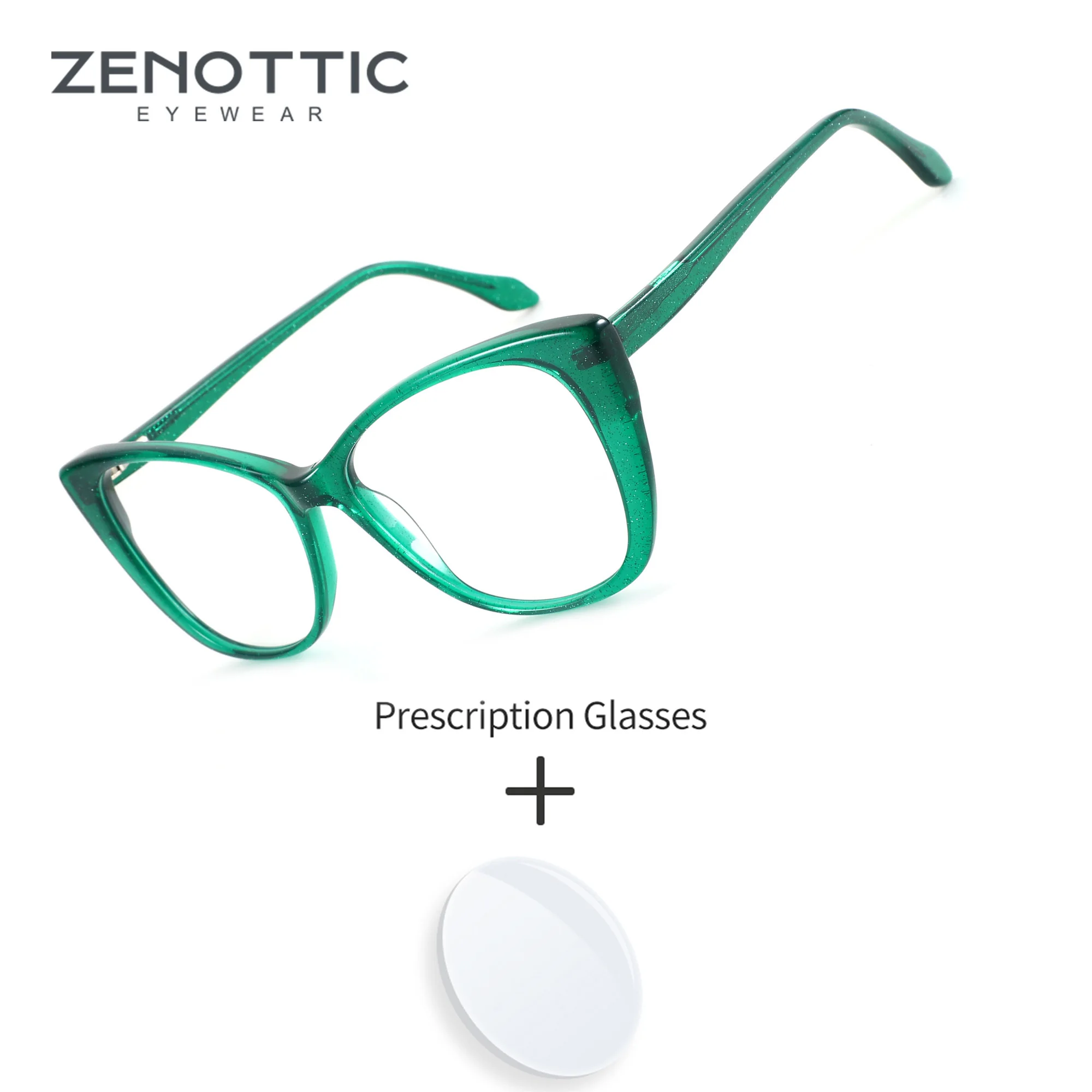 ZENOTTIC Lunettes de vue pour femmes, monture œil-de-chat en acétate, taille S, verres progressifs, filtre anti-lumière bleue, lunettes de voyage et d'affaires