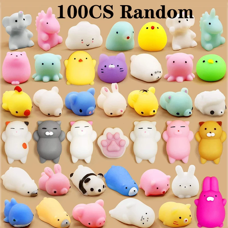 50/100PCS Kids Party Gift Squishy Toys Cute Animal Antistress Ball Squeeze Mochi Abreact Soft Sticky Stress Relief Squishy Toys