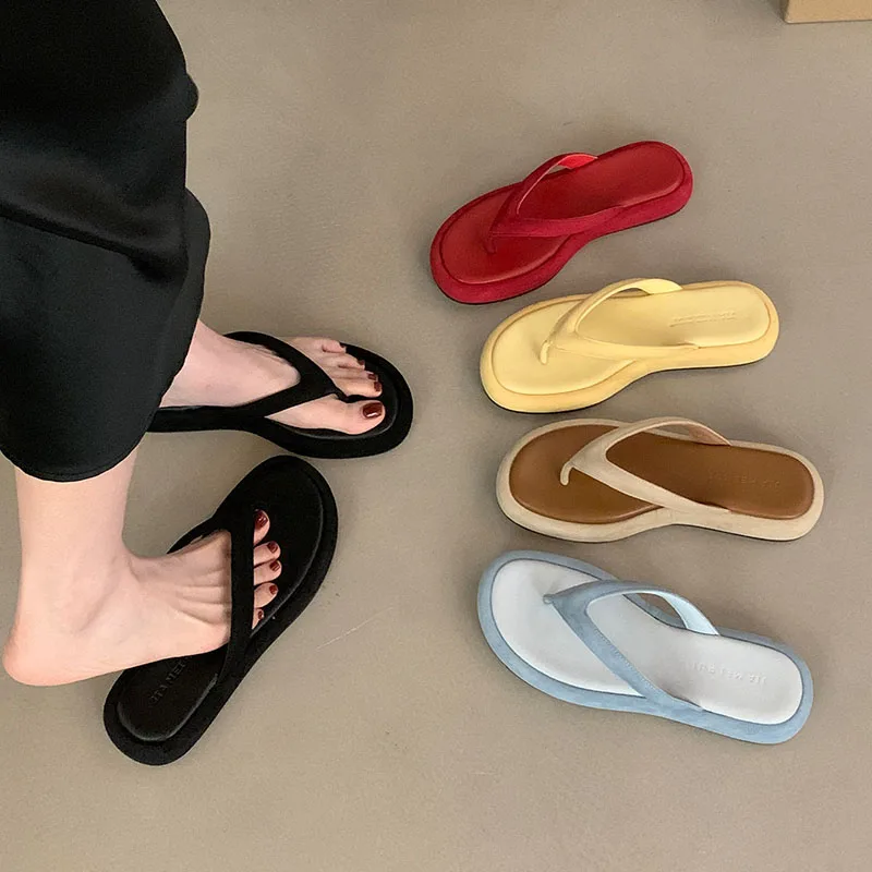 Sandales d'été plates à bout ouvert pour femmes, chaussures décontractées, tongs de plage, pantoufles d'extérieur, Zapatillas Mujer