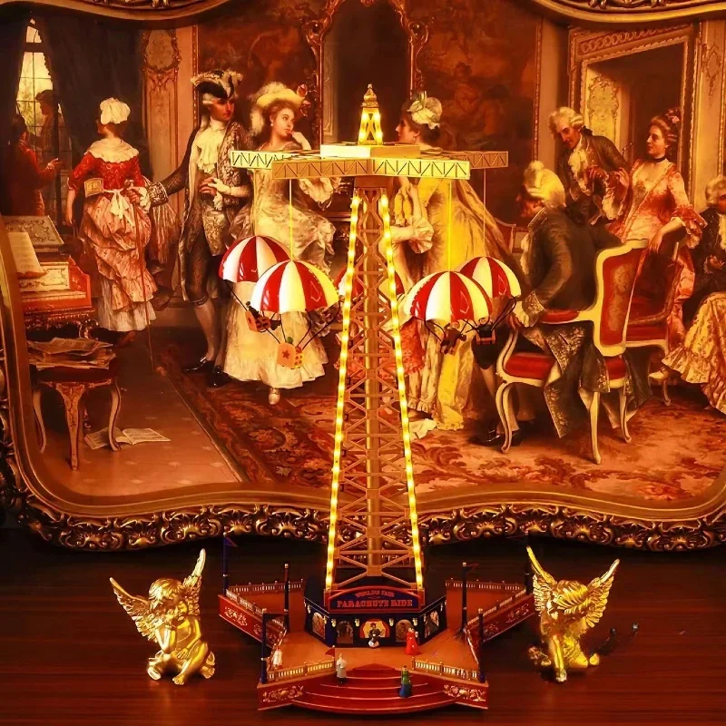 New Circus Amusement Park Handmade Music Box, Rotating Speed Car Music Box, Amusement Park Parachute Music Box, Various Styles