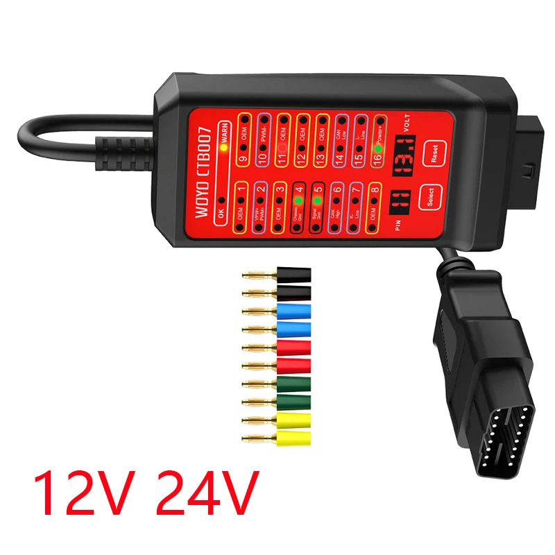 12V 24V Portable CAN Tester 16 Pin Break Out Box Detection CAN Bus Circuit Tester Vehicle Diagnosis On-Board Diagnostics Tester