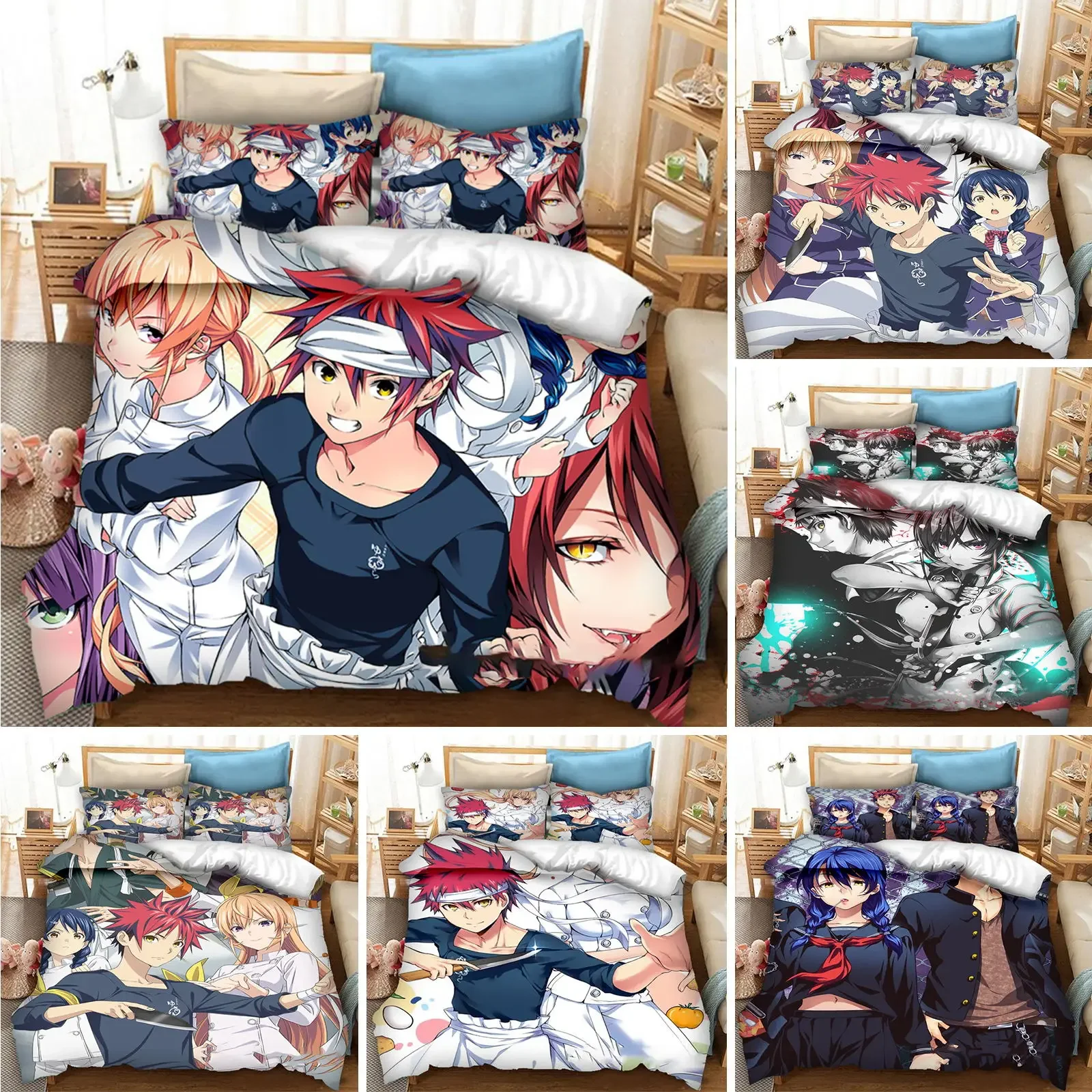 

Anime Food Wars Shokugeki no Soma Bedding Set Duvet Cover Bedroom Comforter Twin King Size Quilt Cover Home Textile 2/3PCS