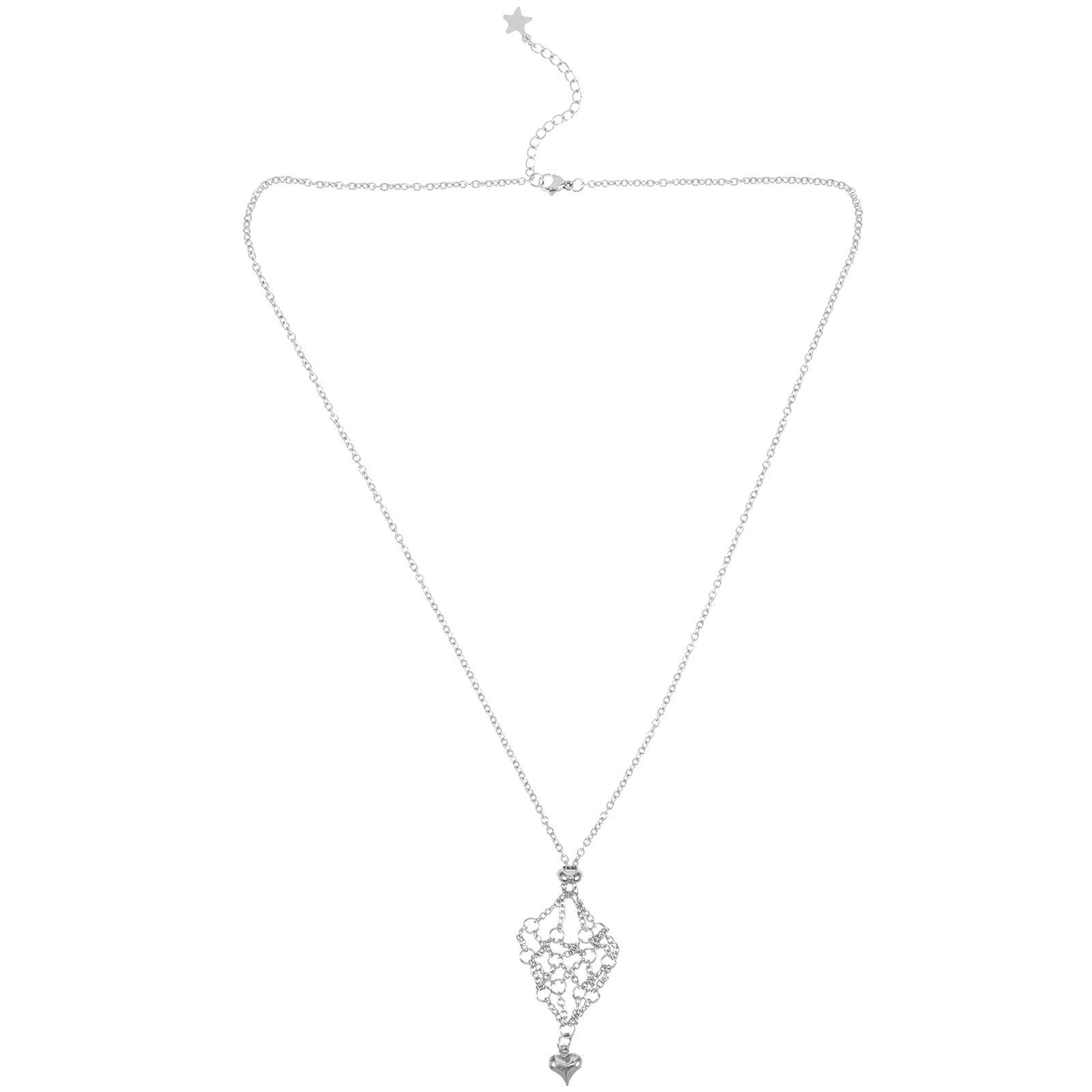 

Metal Mesh Necklace Crystal Holder Vintage Pendant Cord Empty Stone Ornament Necklaces Decorative Hanging of The Lid