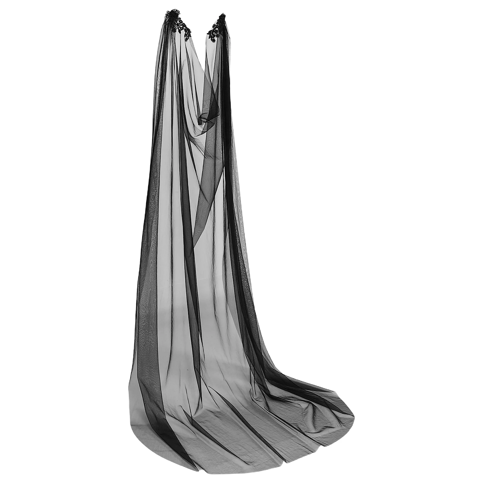 

Wedding Mesh Shawl Black Bridal Tulle Cape Veil Women Bride Day Wrap Elegant Lace Design Sweet Style Lightweight