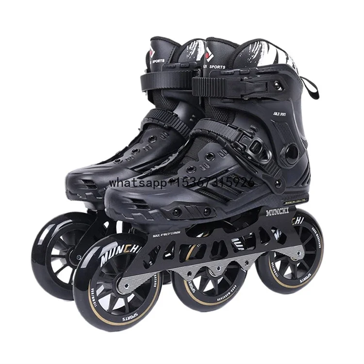 

Factory Wholesale Adult Roller Shoes Skates Black Inline Skates 85A 110MM Wheels