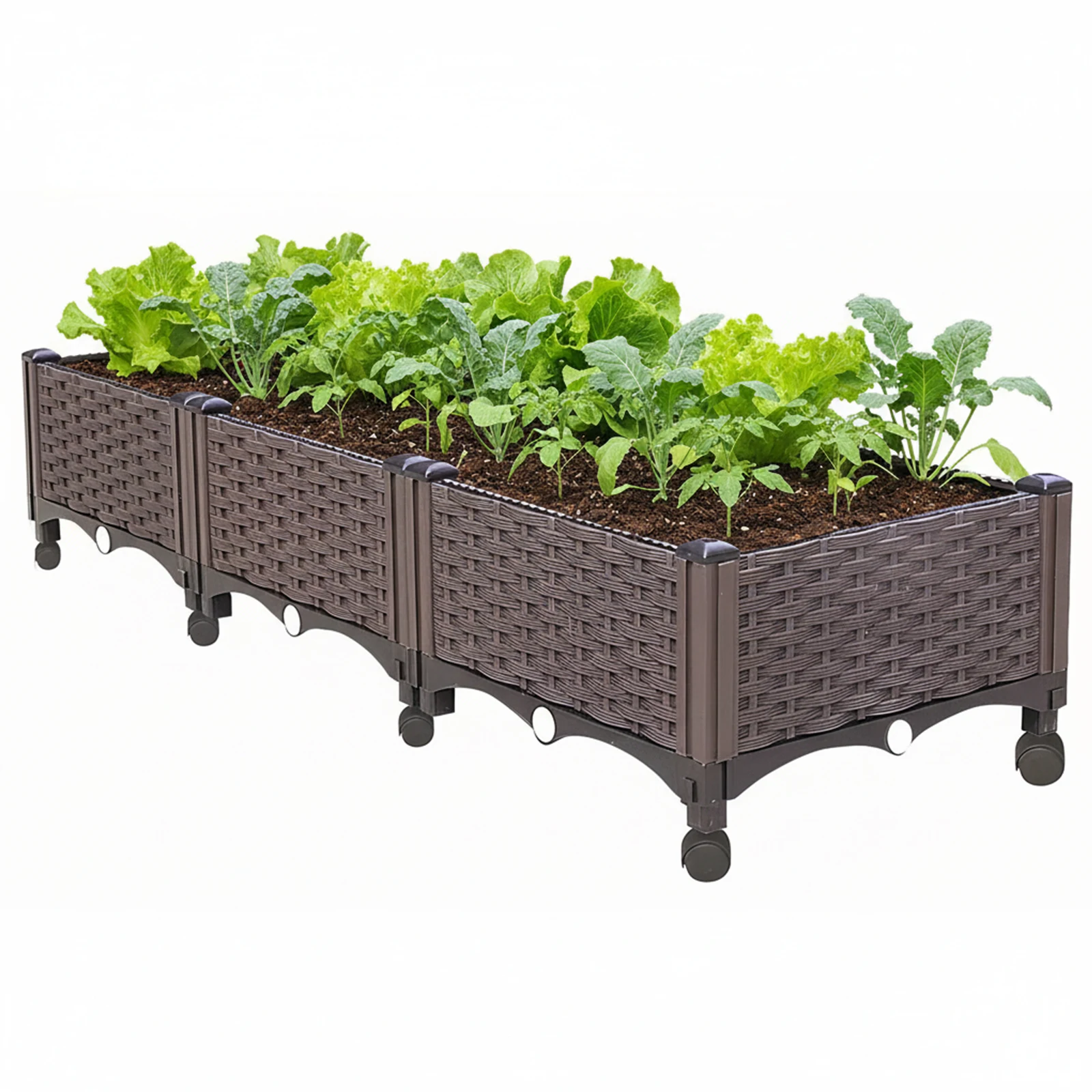 

Raised Beds with Drainage Plug Elevated Garden Box for Backyard Patio Balcony(C)