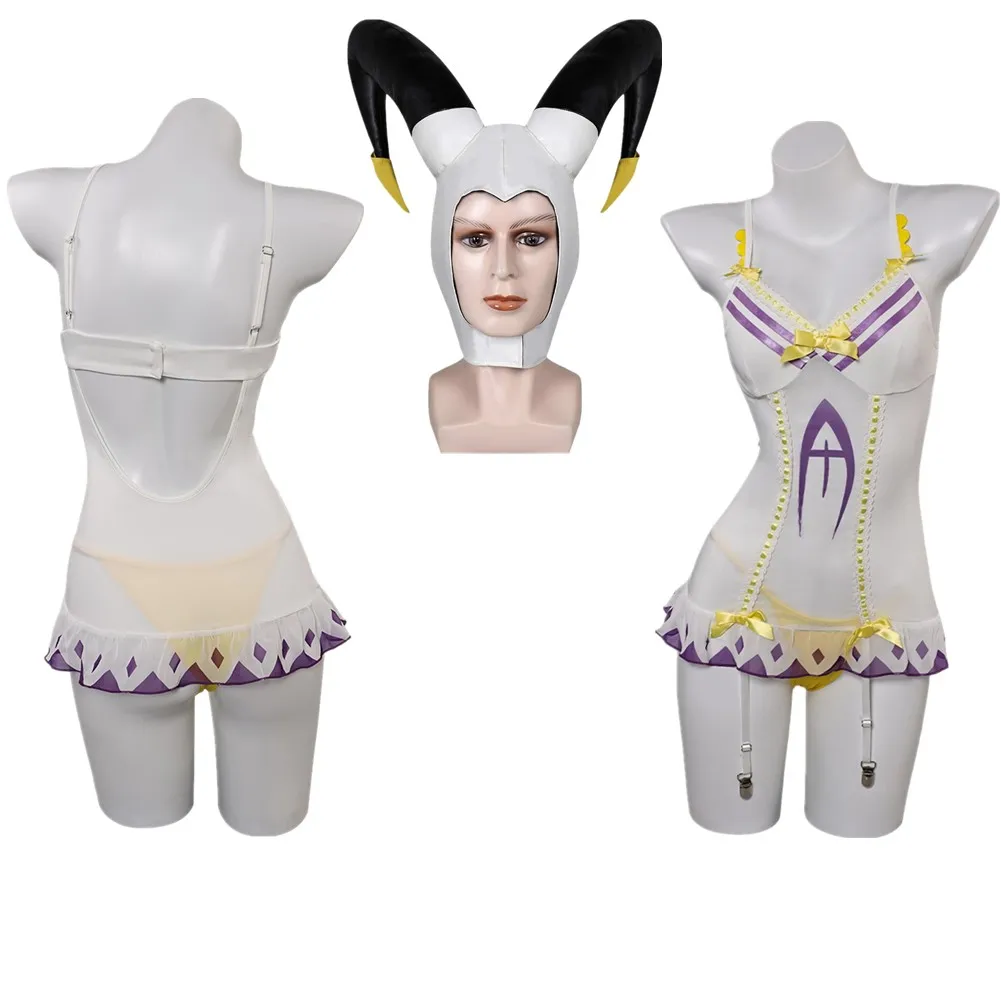 

Adam Cosplay Swimsuit Hats Costume Adult Robe Headgear Summer Hazzbin Jumpsuit Women Halloween Carnival Swimwear Suit