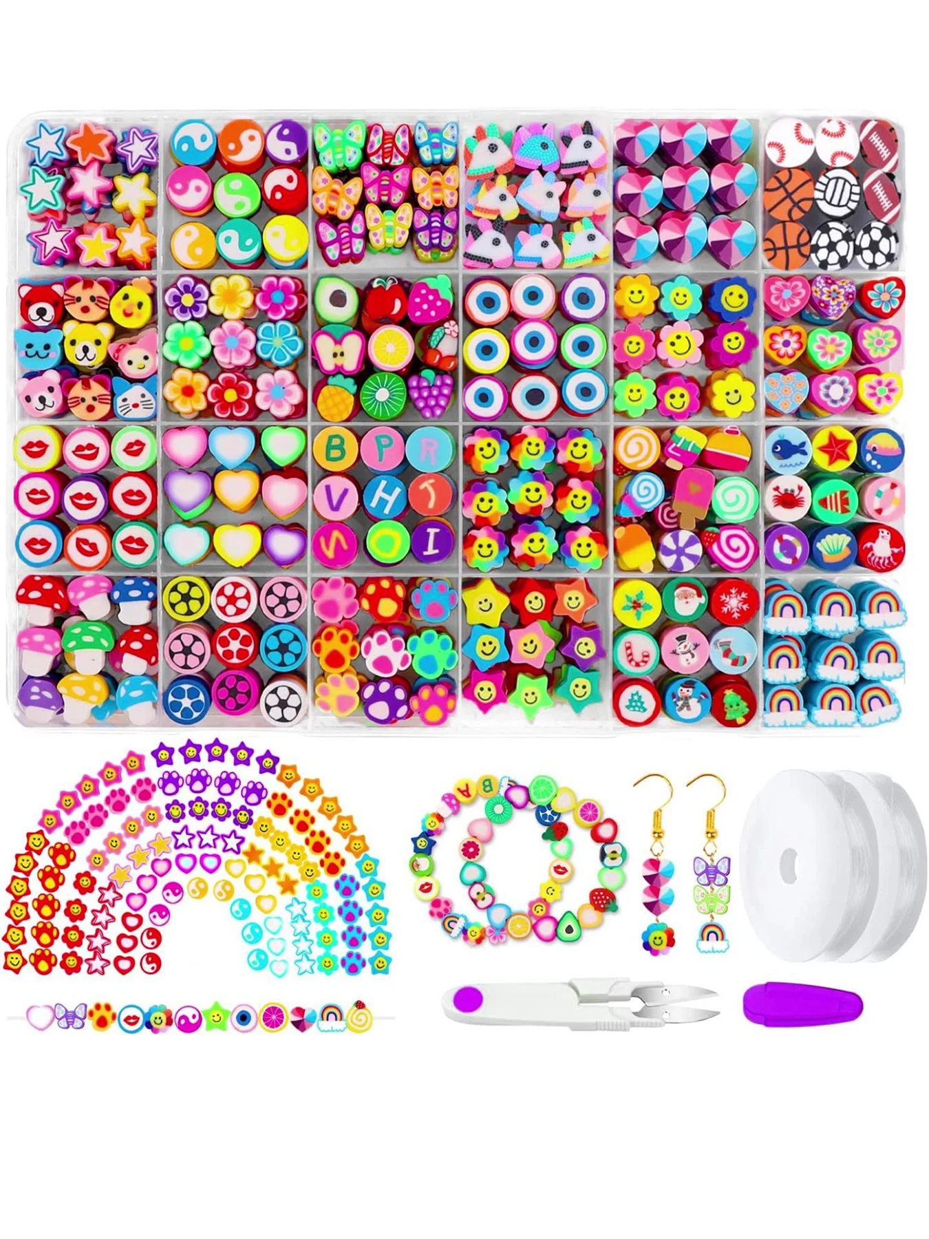 Zestaw do samodzielnego wykonania bransoletki z koralików z gliny Zestaw do robienia bransoletek z gumek Kreatywny zestaw biżuterii Idealny prezent dla małych rzemieślników Żywy DIY