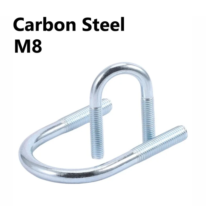 U Type Shape Hoop Pipe Tube Clip Strap Clasp Clamp Screw Bolt U-screw U-bolt M8 Carbon Steel Metric Thread