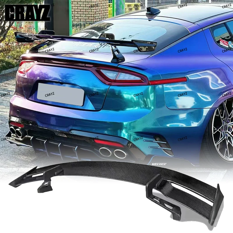 

Use For KIA K8 Stinger Spoiler Real Glossy Carbon Fiber Rear Wing GT Style Sport Accessories Body Kit Stinger Rear Spoiler 14-24