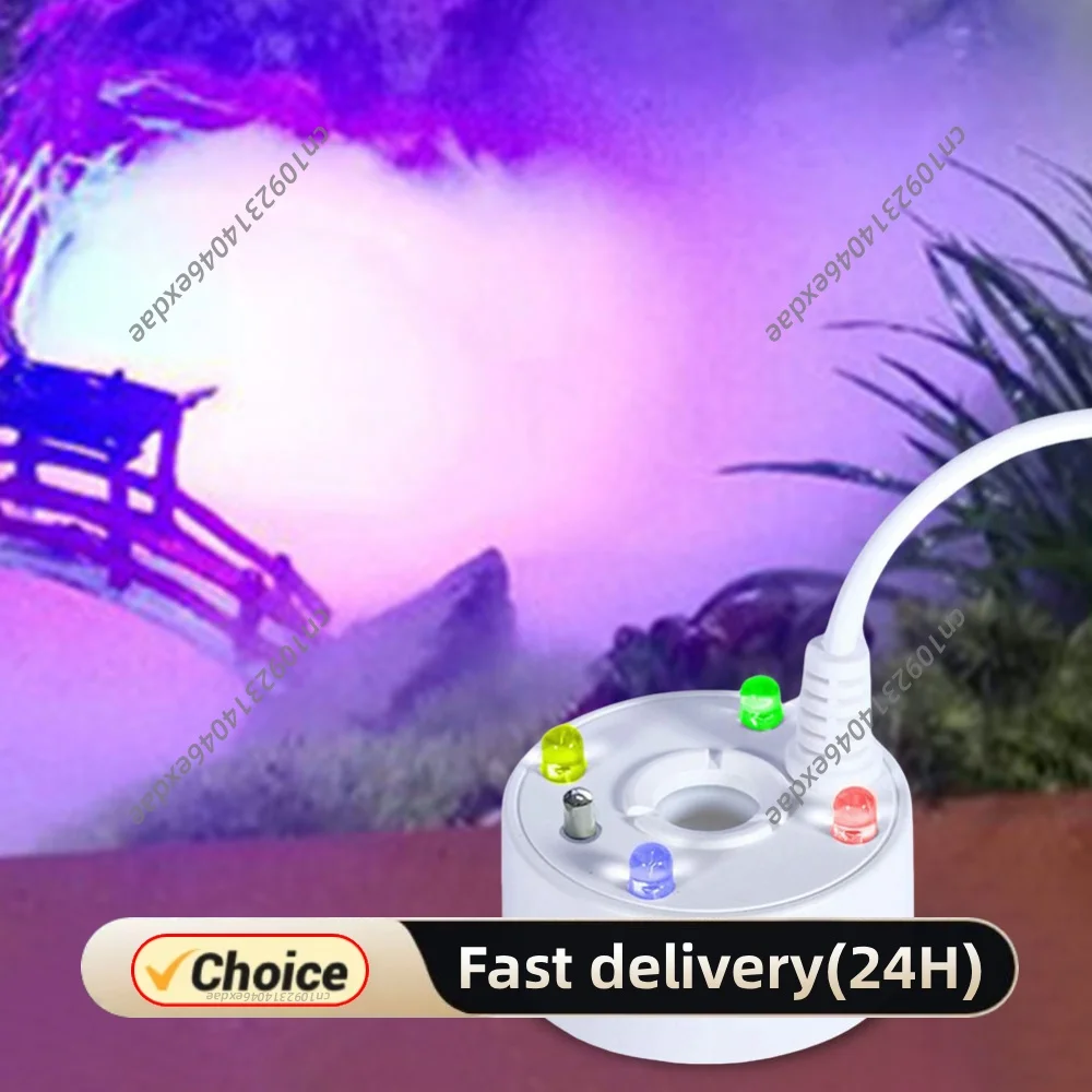 USB Mist Maker Colorful LED Lights Fogger Water Fountain Pond Fog Machine Air Humidifier for Fish Tanks Rockery Decoration