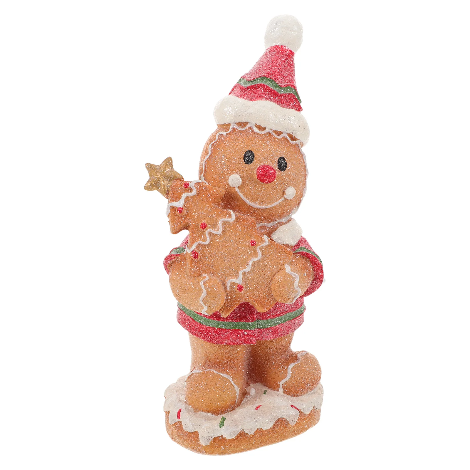 

Gingerbread Man Statue Resin Made Small Table Decor for Christmas Shelf Display Festive Xmas Atmosphere Enhancer
