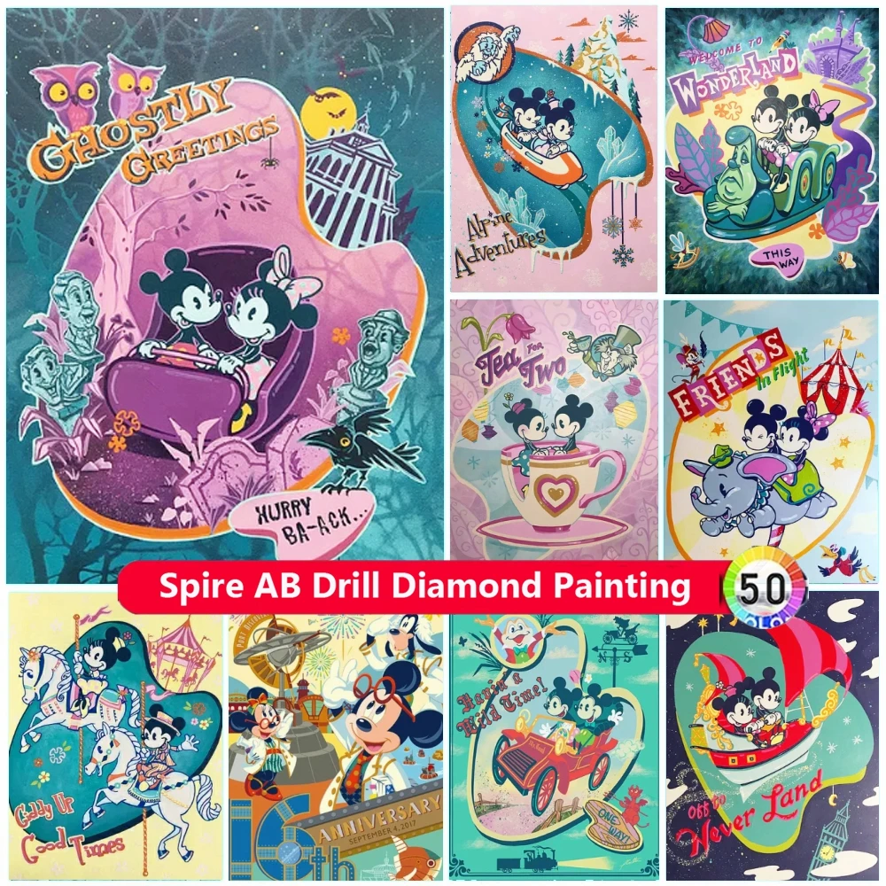 

Disney Mickey Mouse AB Diamond Painting Kits Embroidery Cartoon New Collection Car Art Mosaic Stitch Rhinestones Home Decor Gift