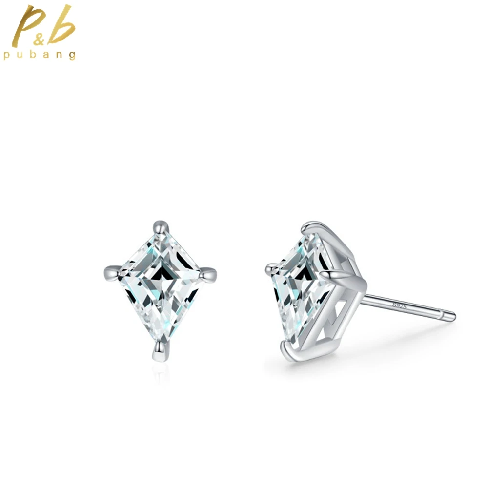 

PuBang Fine Jewelry Solid 925 Sterling Silver High Carbon Diamond Luxury Stud Earrings for Women Anniversary Gifts Drop Shipping