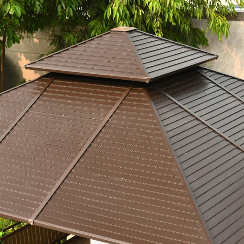 Galvanized Top Outdoor Pavilion Courtyard Villa Terrace Gazebo Modern Simple Awning With Surrounding Cloth