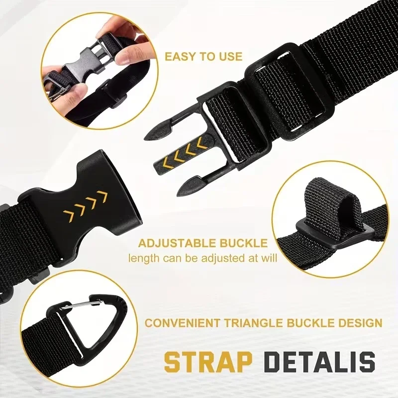 45cm Black Adjustable Cable Organizer Strap 3-Axis Buckle Heavy Duty Cord Wrap for Garage Workshop Wire Storage Management