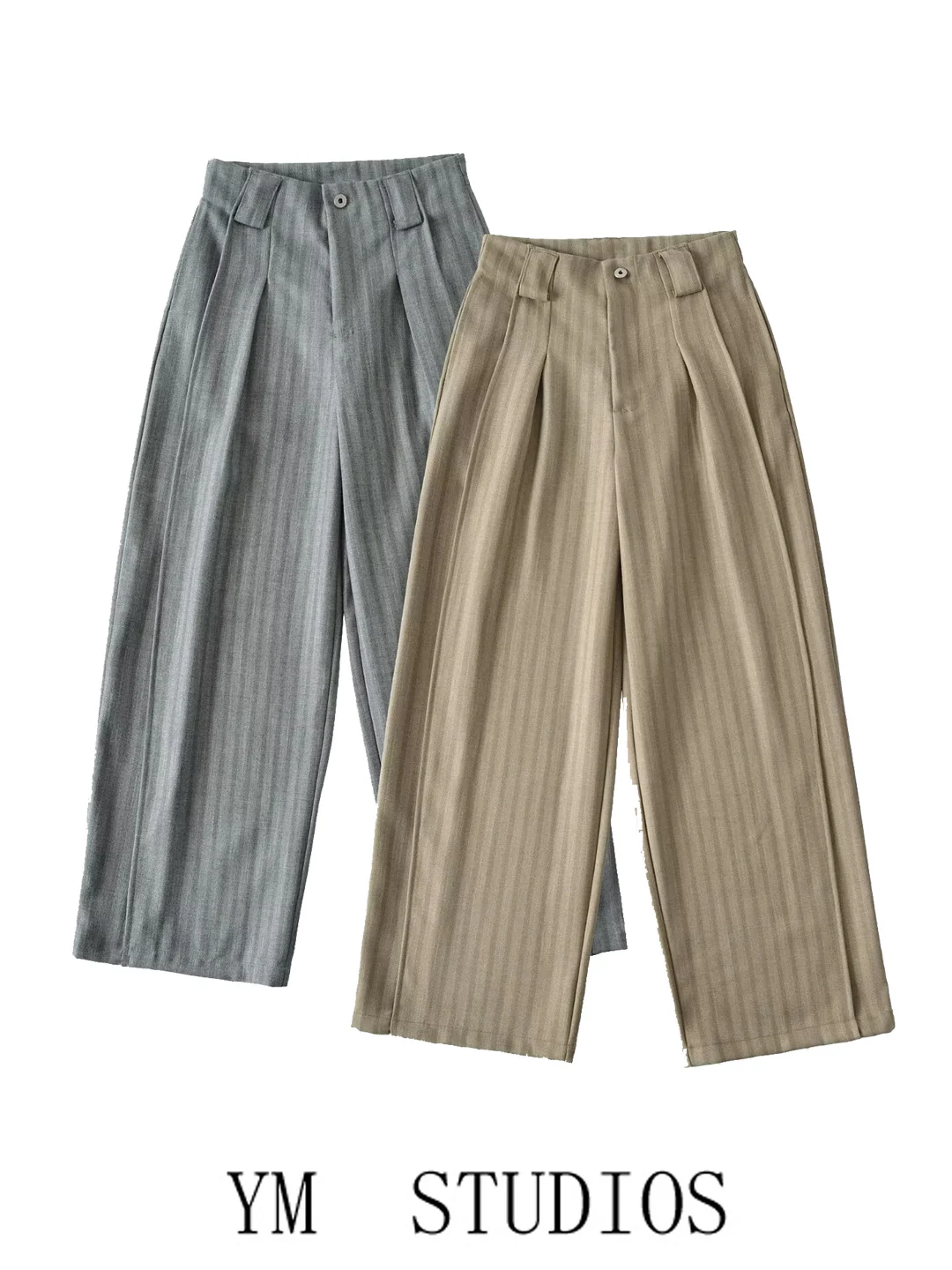 Women's High Waist Wide Leg Pants Striped Drapey Suiting Casual High-End Feel Fashionable Online Exclusive Teen And Adult Women