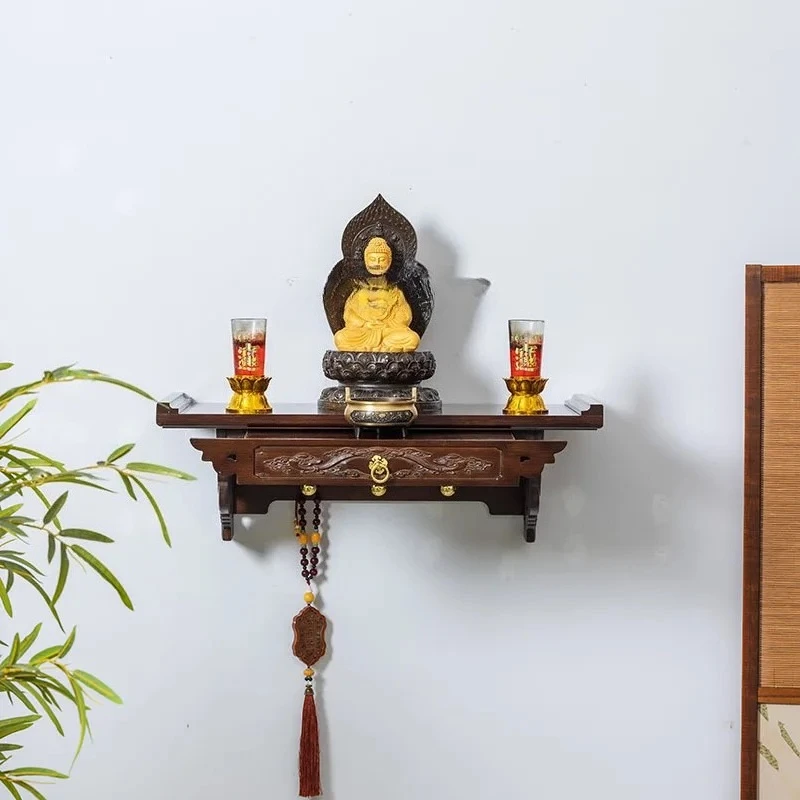 wall-mounted household small offering table wall-mounted incense case God of Wealth placement rack offering table