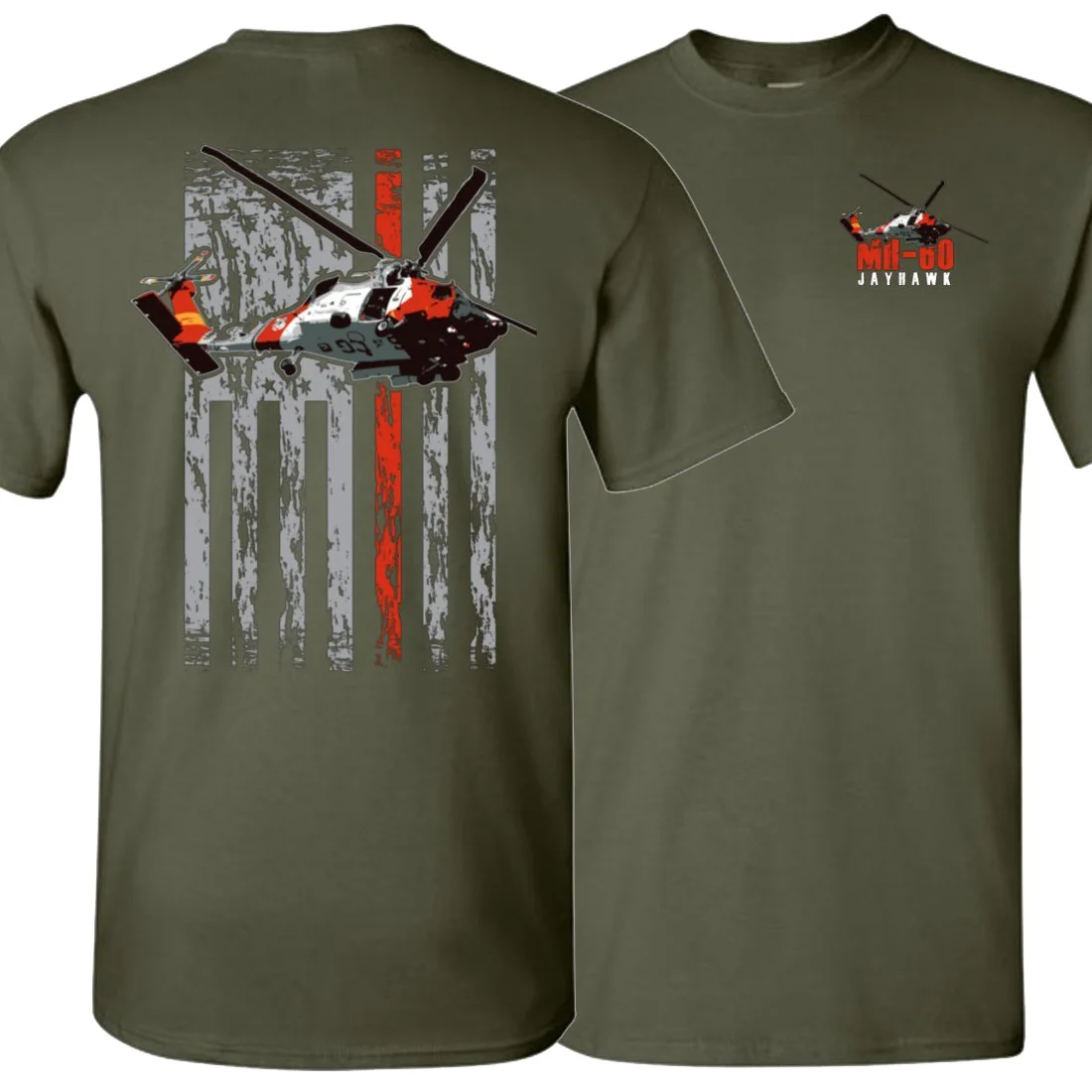 American Flag Coast Guard MH-60 Helicopter T-Shirt 100% Cotton O-Neck Summer Short Sleeve Casual Mens T-shirt Size S-3XL - Image 2