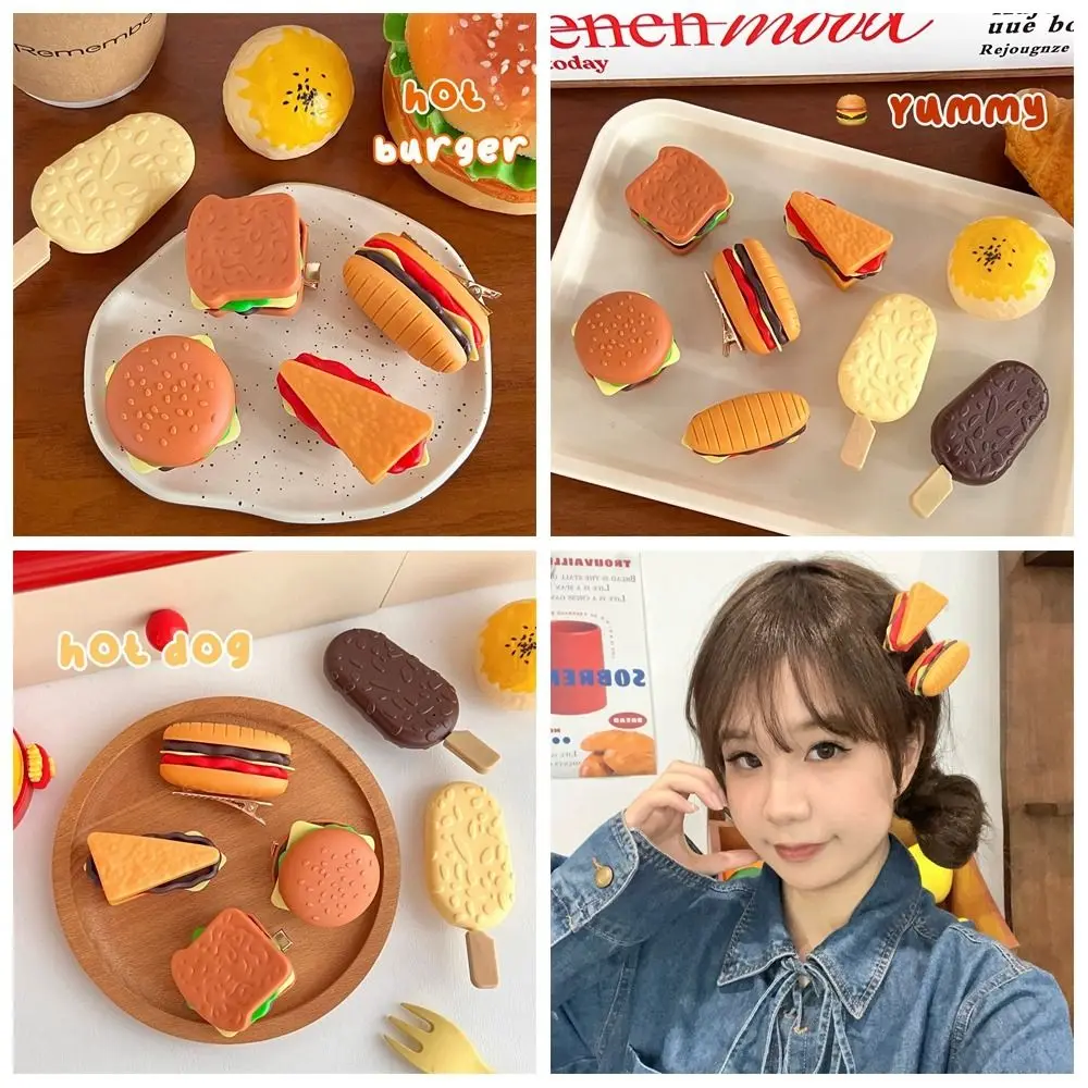 Sandwiches Simulation Food Hairpin Hamburger Korean Style Barrette Cute Hair Clip Photo Props Child Duckbill Clip