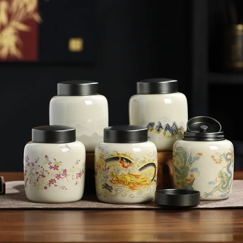 Creative Portable Mini Tea Jar Double-Layer Tin Lid Sealed Moisture-Proof Storage Pot Art Retro Decorative Jar Home Decor Craft