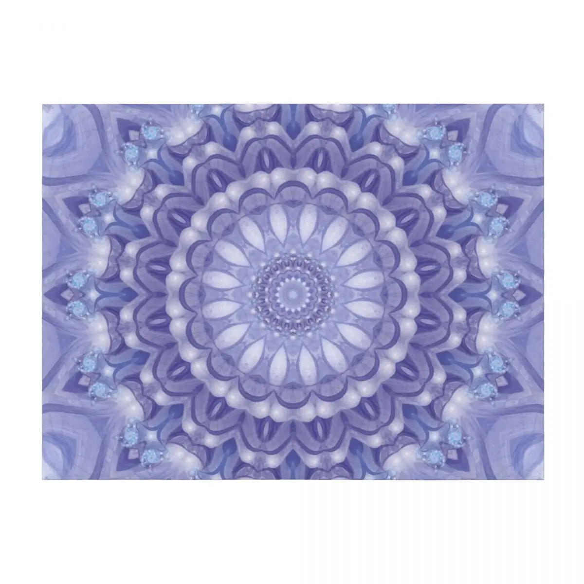 

Голубое, лавандовое и белое одеяло Mandala 02, роскошное дизайнерское декоративное туристическое тяжелое одеяло для сна.