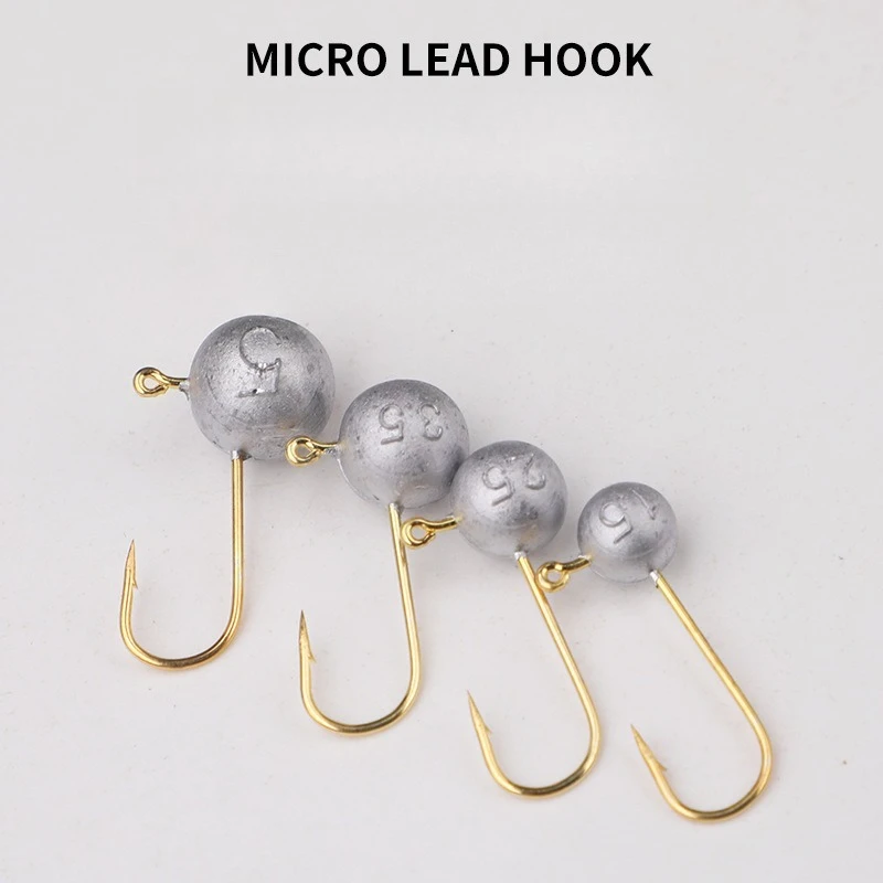 

Micro-plastic Lead-headed Hook Small Golden Gate Door Narrow Hook Door Micro-object Lure Bait with Gold Sleeve Soft Tail Hook