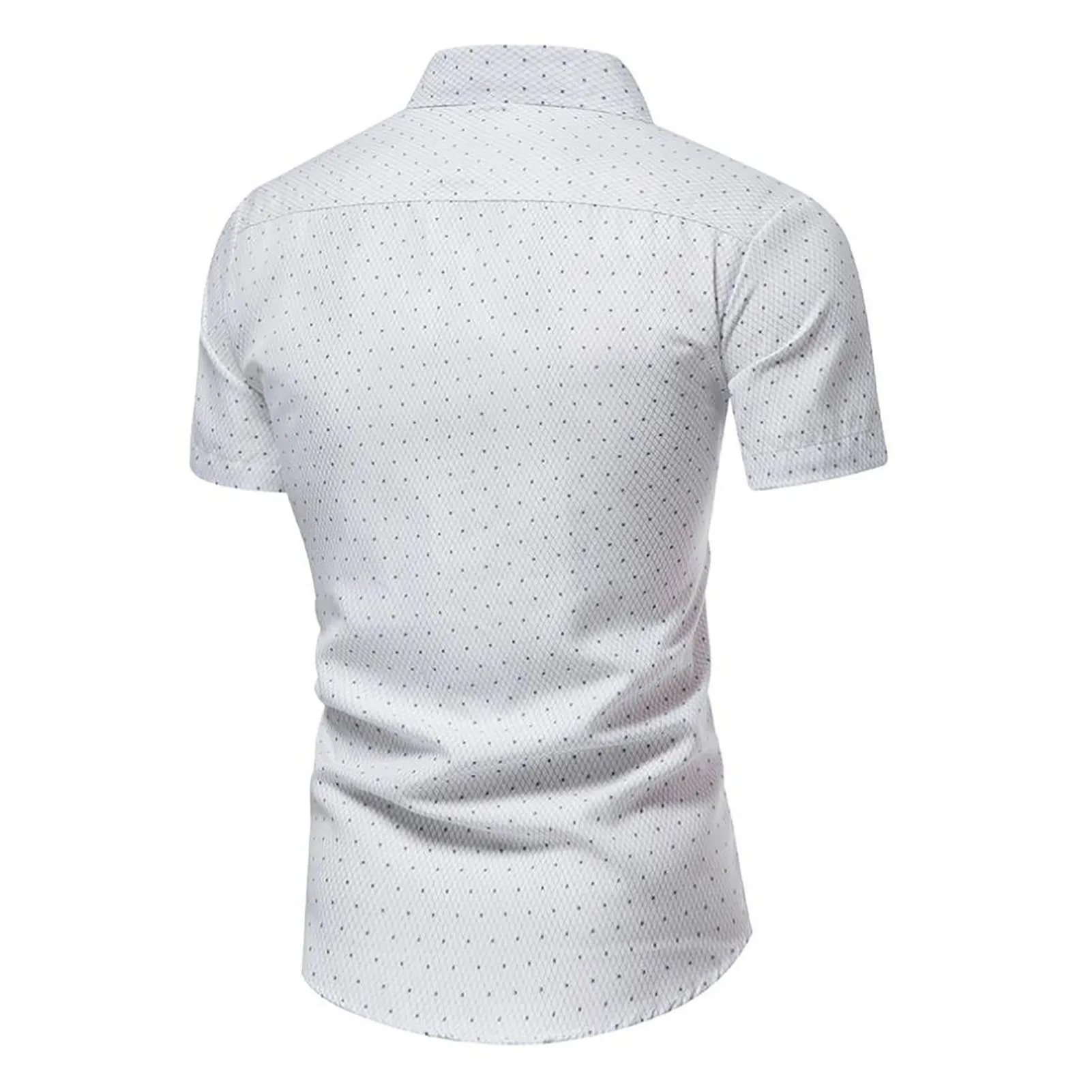 Chemise formelle à simple boutonnage pour hommes, haut d\'été, revers, imprimé à pois, chemise d\'affaires