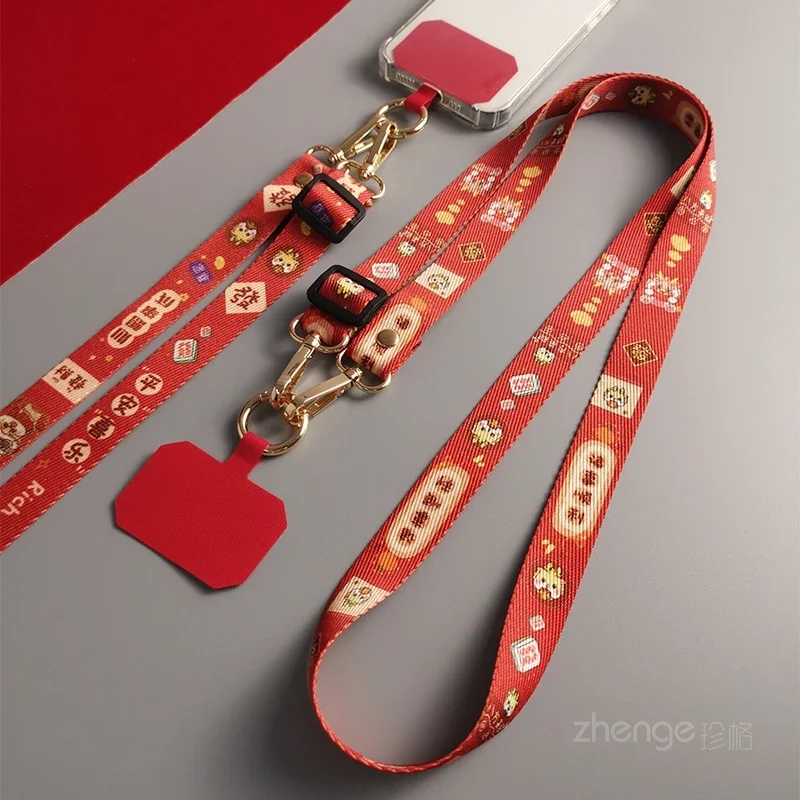 

Радостный красный стиль кросс-боди ремешки для мобильных телефонов праздничный Красочный Рисунок тканый ремешок для мобильного телефона подвески