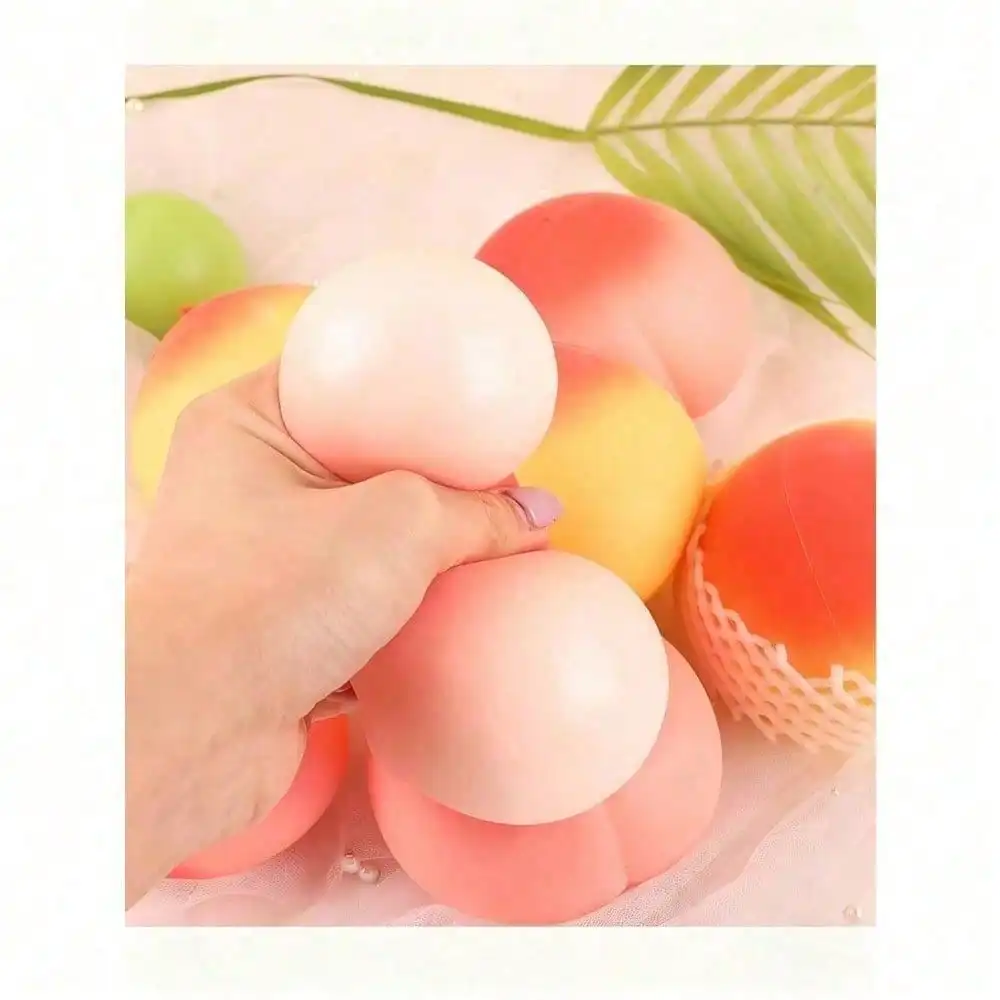 1pc Trending Popular Realistic Peach Shaped Squishy Squeeze Fidget Toy, Elastic Comfortable Touch Vent Decompression Accessory for Daily Mood Relaxation and Pressure Relieving, Lightweight Exquisite Compact Leisure Ornament