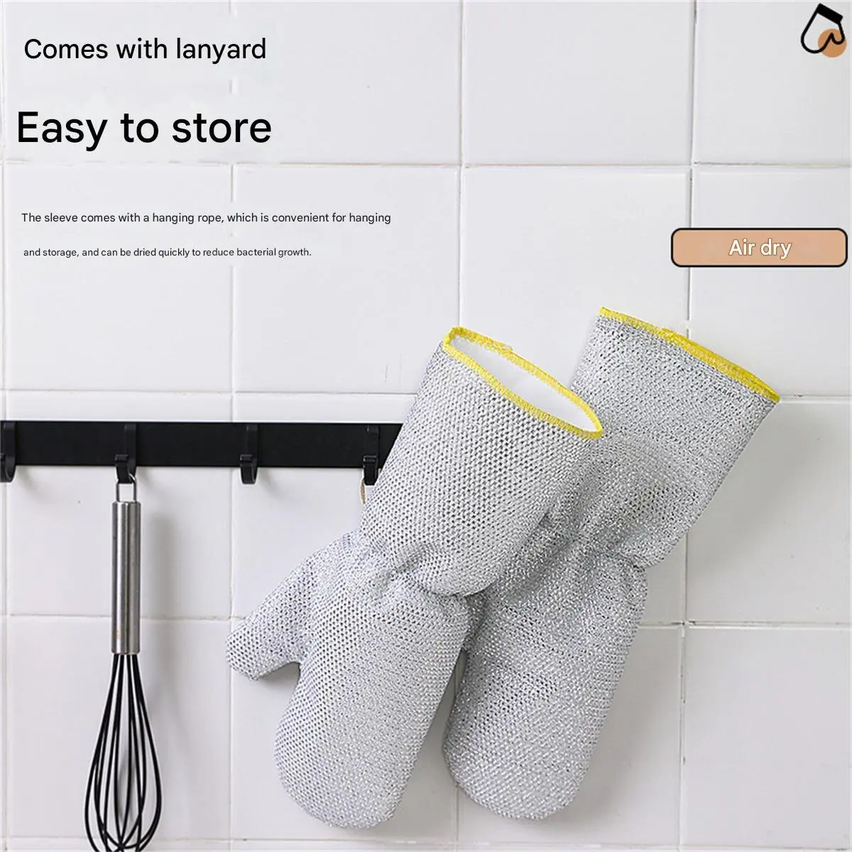 Steel wire dishwashing gloves extended version waterproof cleaning heat insulation hot kitchen dishwashing household housework t